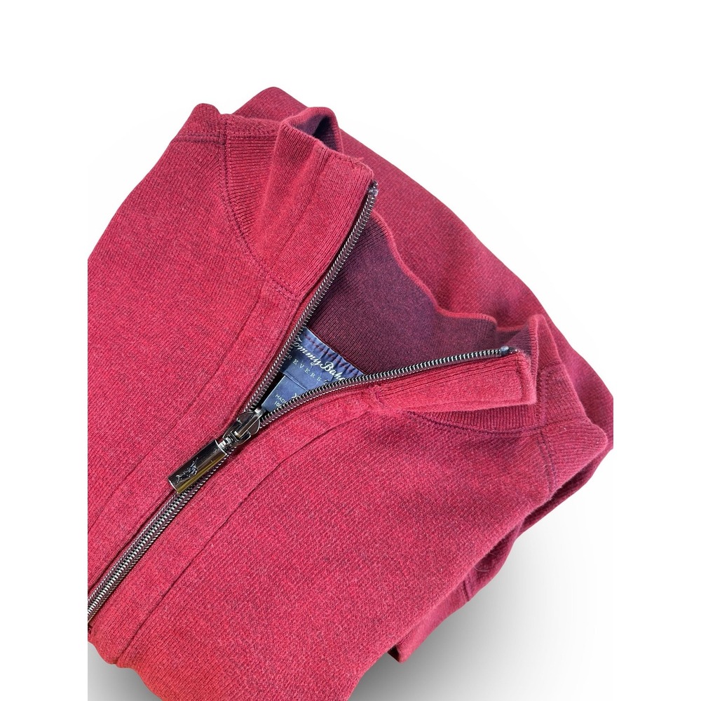 Tommy Bahama Quarter Zip Mens XLT Red Reversible Cotton Pullover‎ BT217388